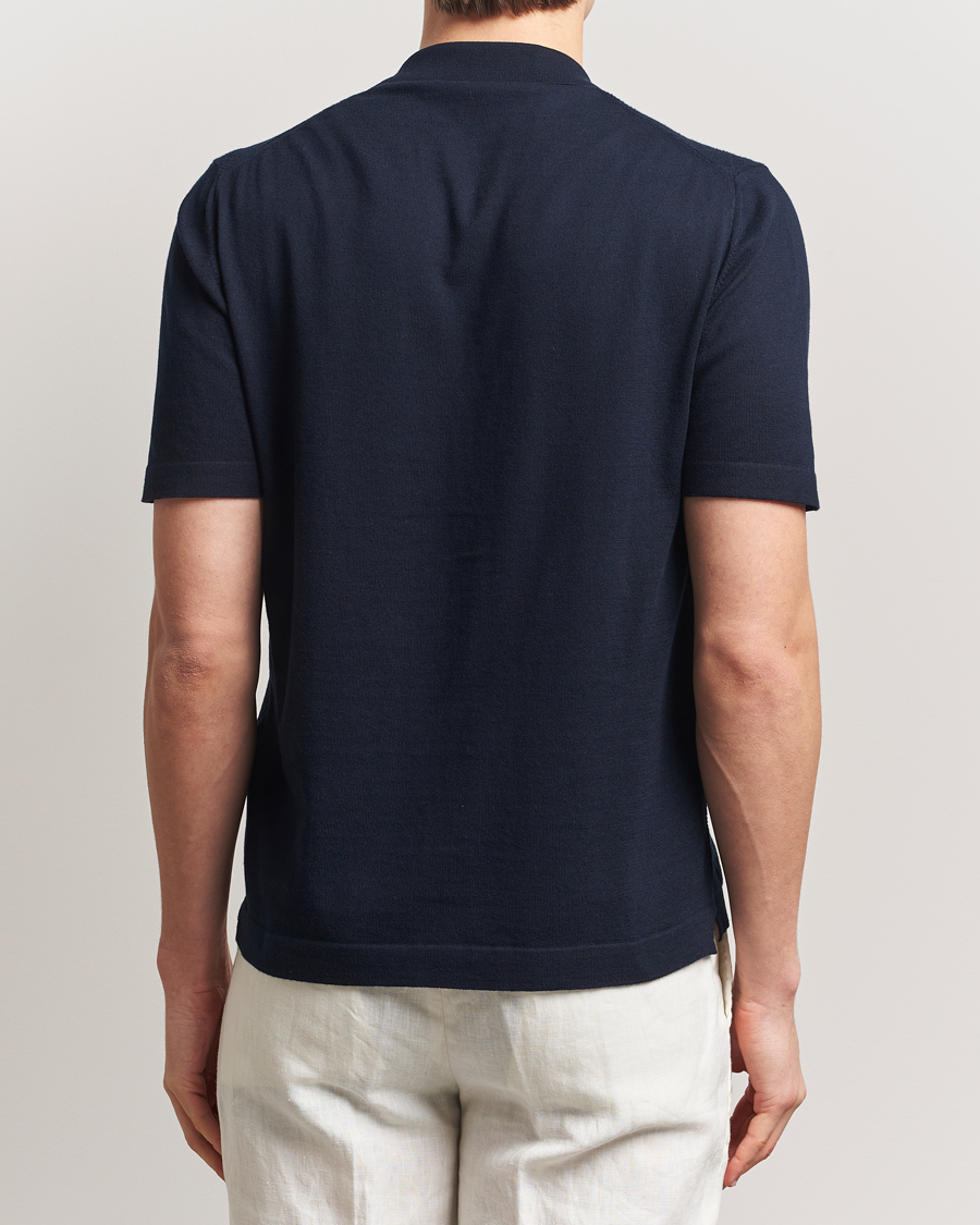 Herre | Skjorter | Altea | Jacquard Knit Camp Shirt Navy