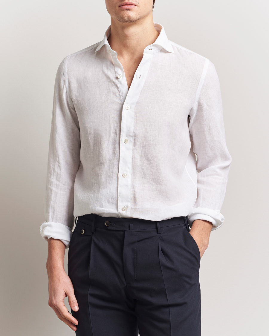 Herre | Skjorter | Finamore Napoli | Gaeta Linen Shirt White