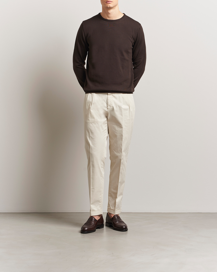 Herre | Bukser | Briglia 1949 | Easy Fit Pleated Cotton Stretch Chino Cream