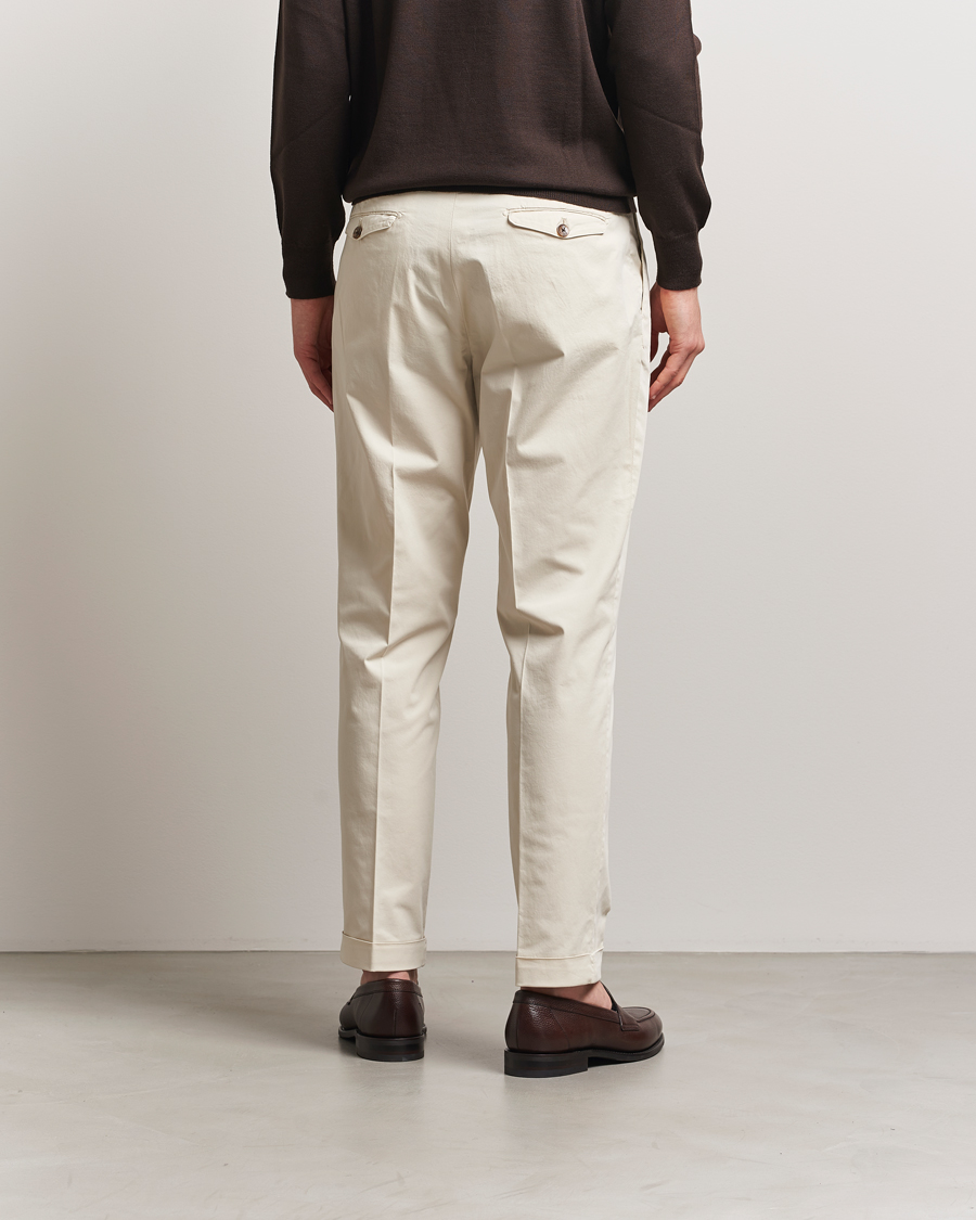 Herre | Bukser | Briglia 1949 | Easy Fit Pleated Cotton Stretch Chino Cream