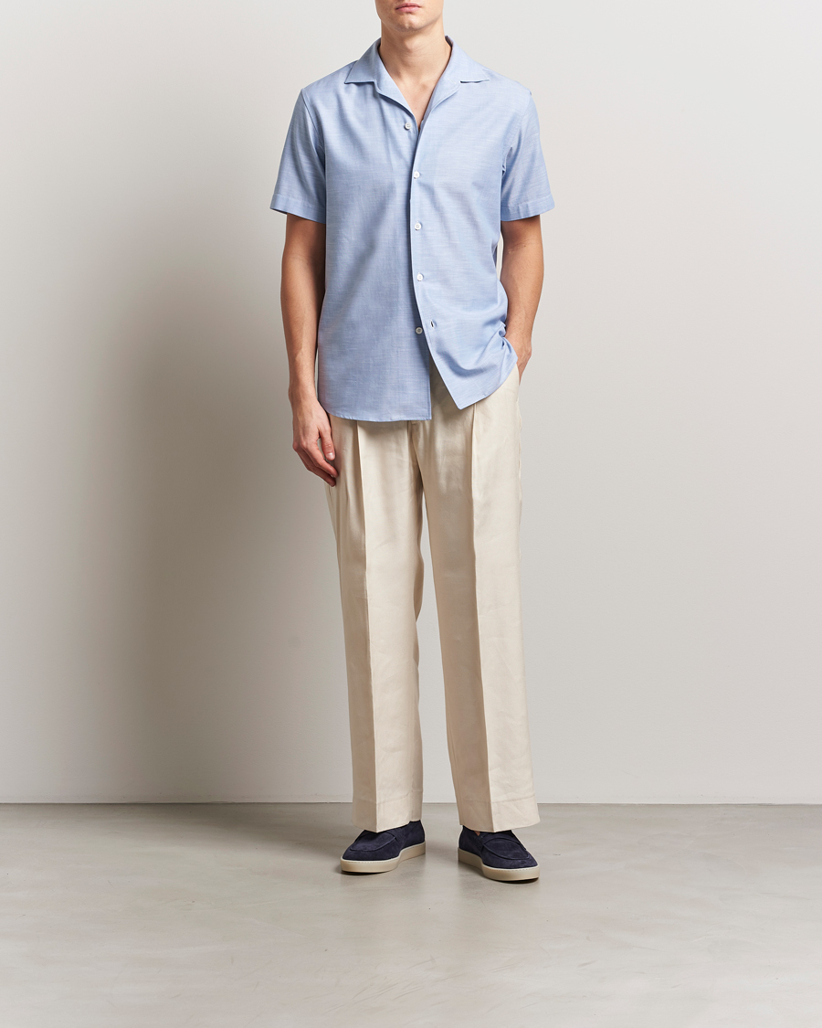 Herre | Skjorter | Brioni | Cotton Capri Shirt Light Blue