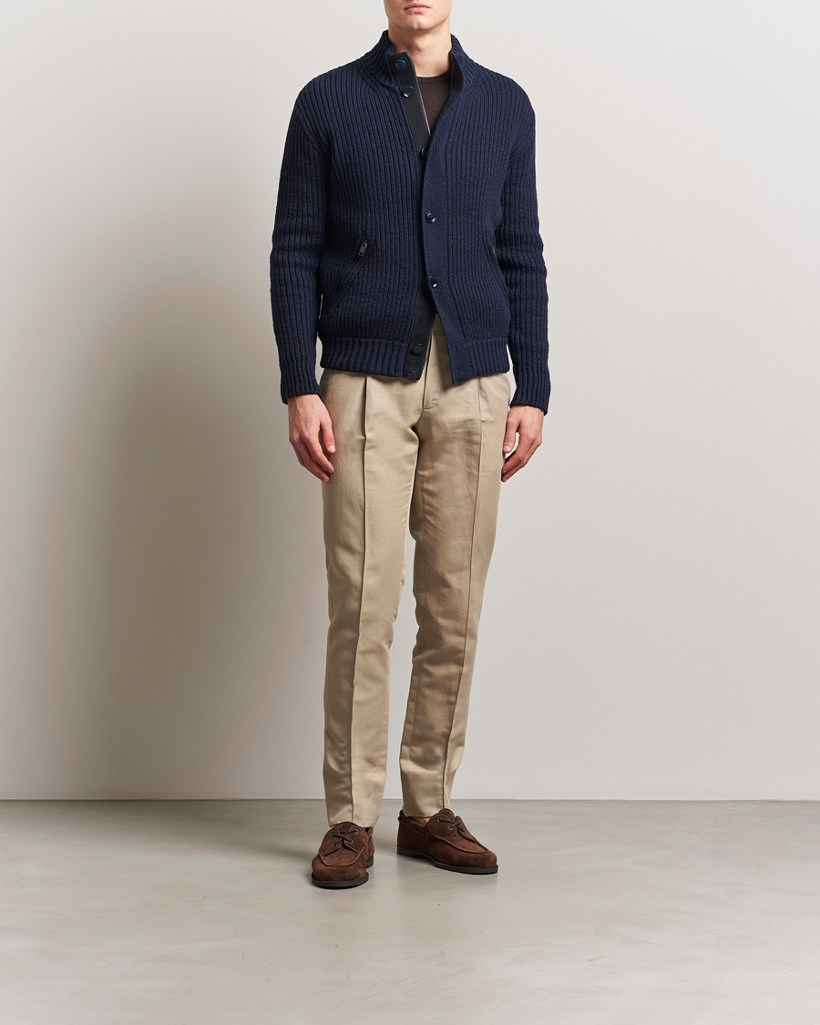 Herre | Bukser | Brioni | Cotton/Linen Pleated Trousers Beige