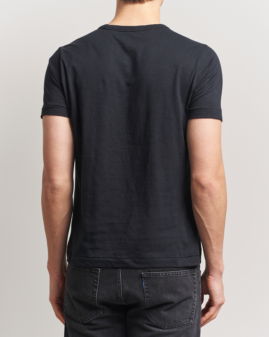 Herre | T-Shirts | Merz b. Schwanen | Organic Pima Cotton Slub Crew Neck T-Shirt Black