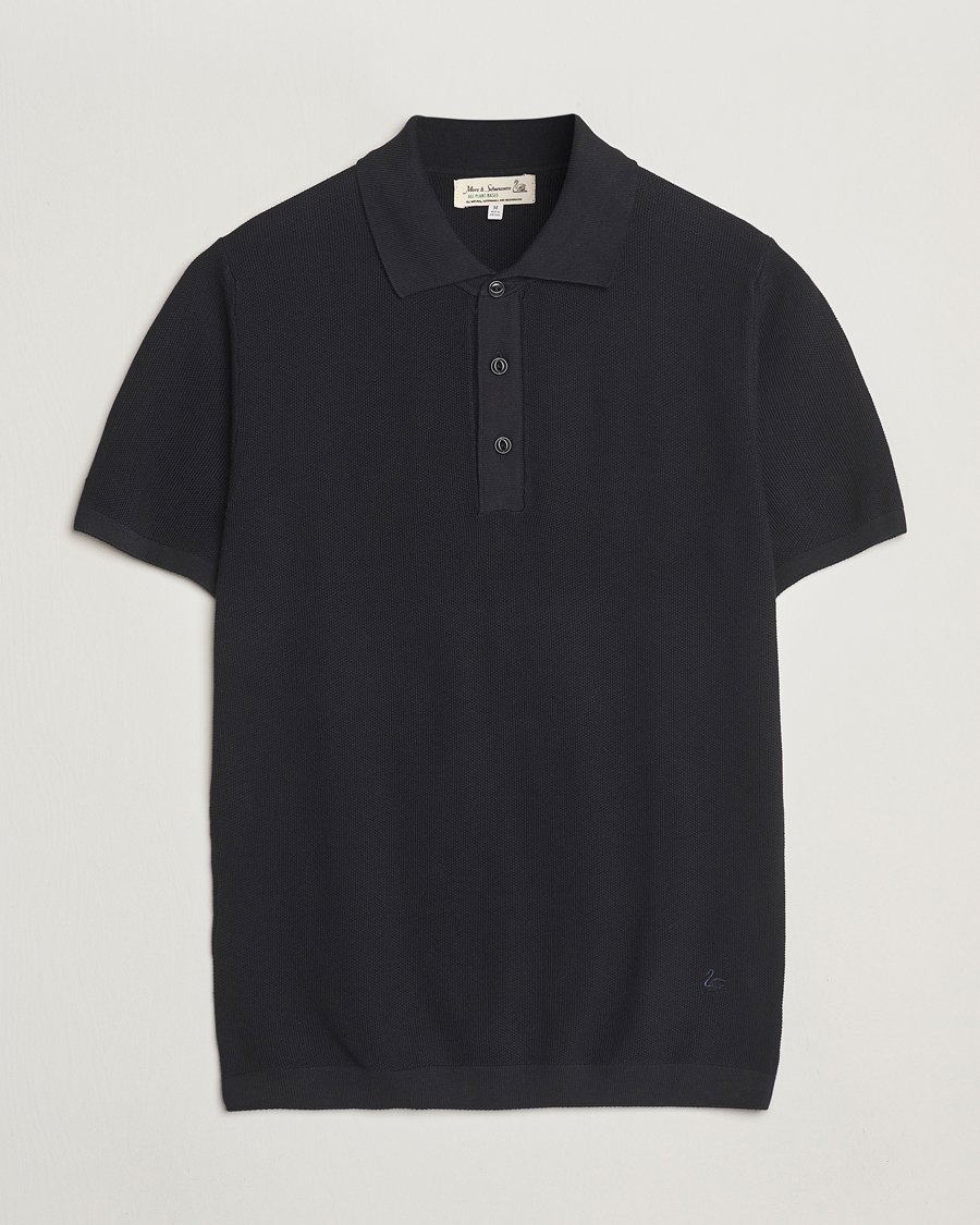 Herre | Polotrøjer | Merz b. Schwanen | Relaxed Fit Knitted Polo Black