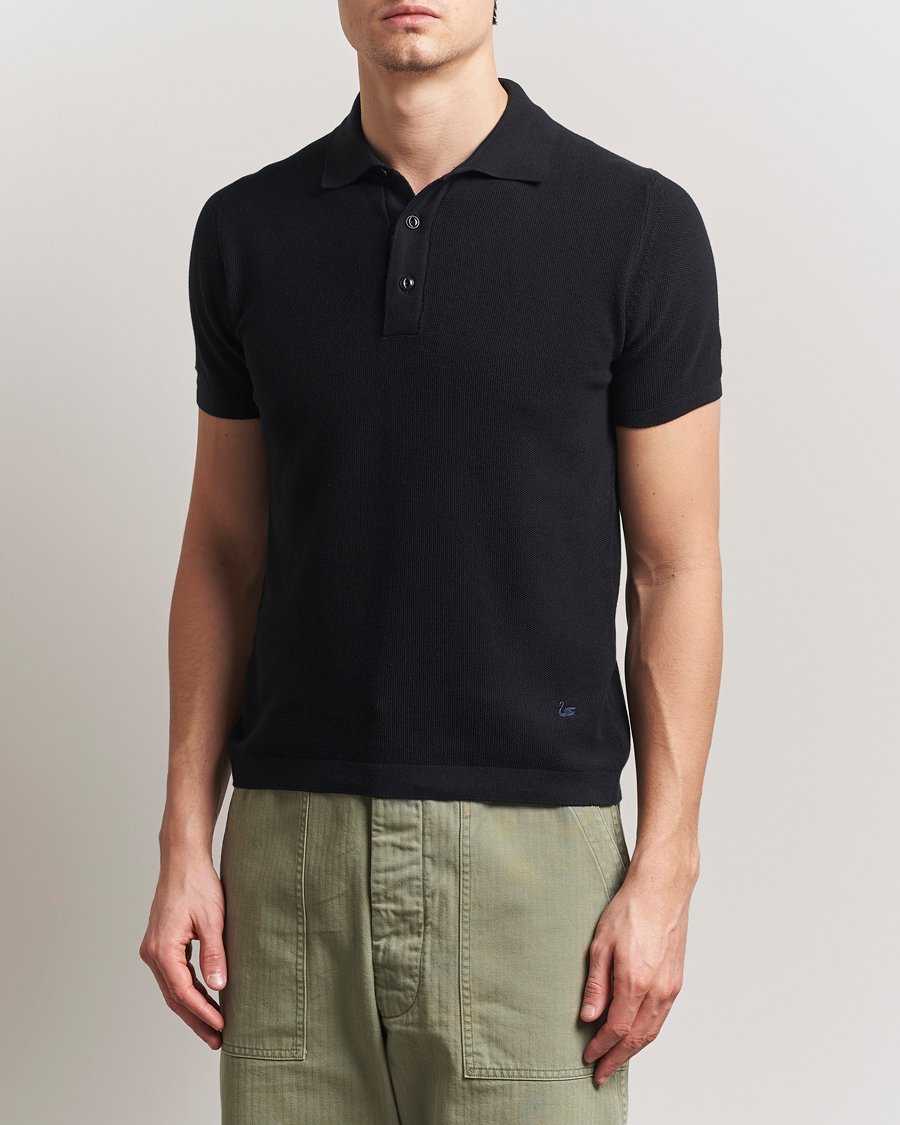 Herre | Polotrøjer | Merz b. Schwanen | Relaxed Fit Knitted Polo Black