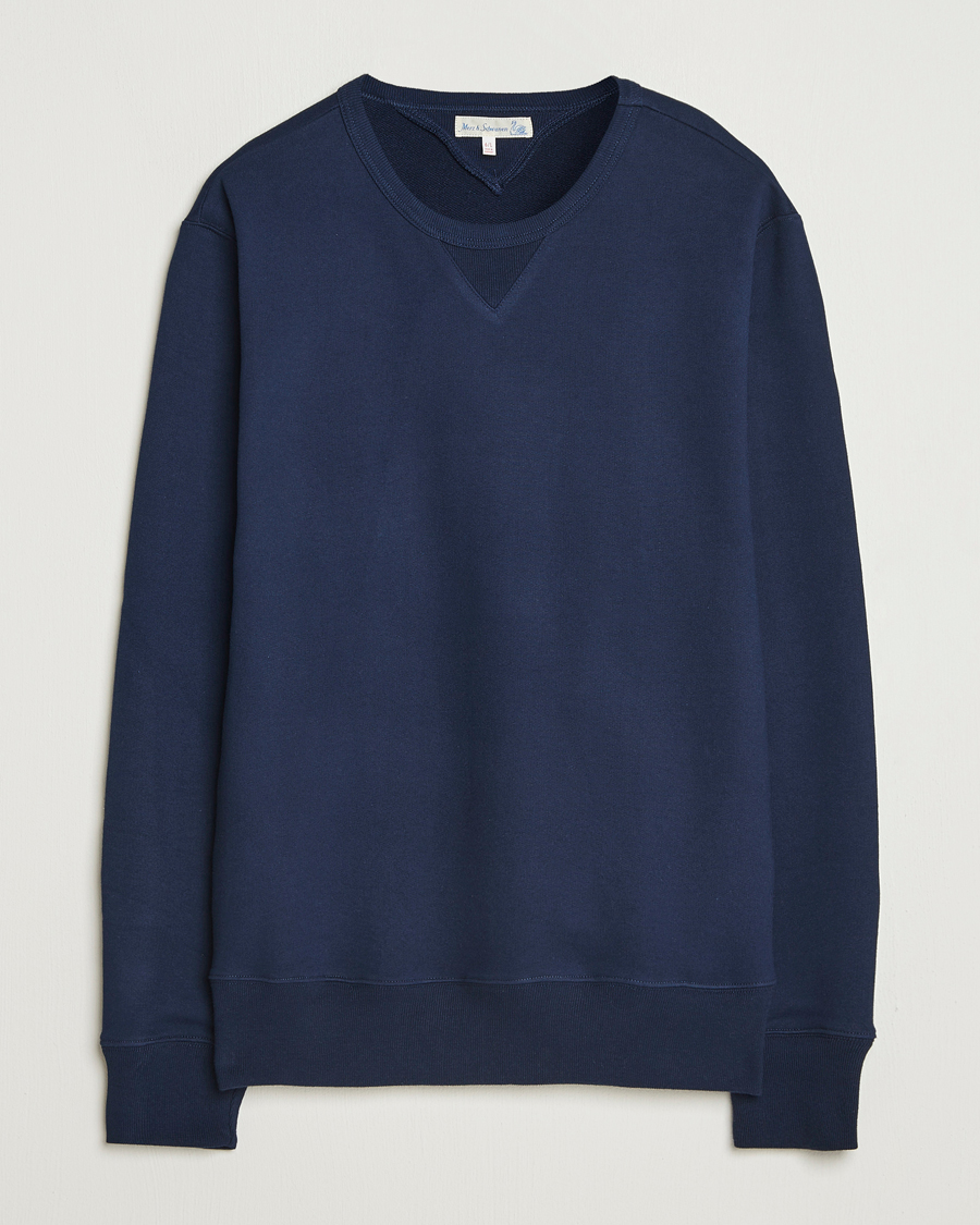 Herre | Trøjer | Merz b. Schwanen | Sturdy Loopback Fleece Sweatshirt Ink Blue