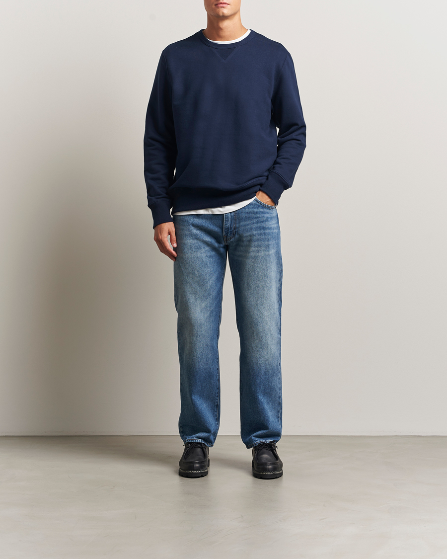 Herre | Trøjer | Merz b. Schwanen | Sturdy Loopback Fleece Sweatshirt Ink Blue