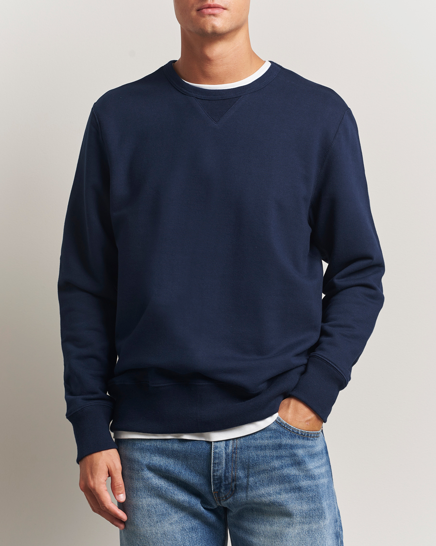 Herre | Trøjer | Merz b. Schwanen | Sturdy Loopback Fleece Sweatshirt Ink Blue