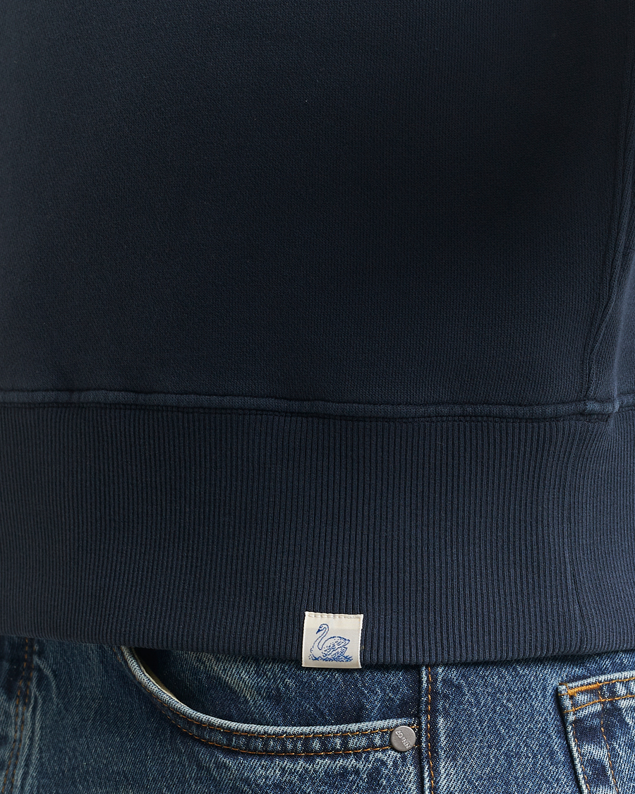 Herre | Trøjer | Merz b. Schwanen | Relaxed Fit Vintage Fleece Half Zip Sweat Denim Blue