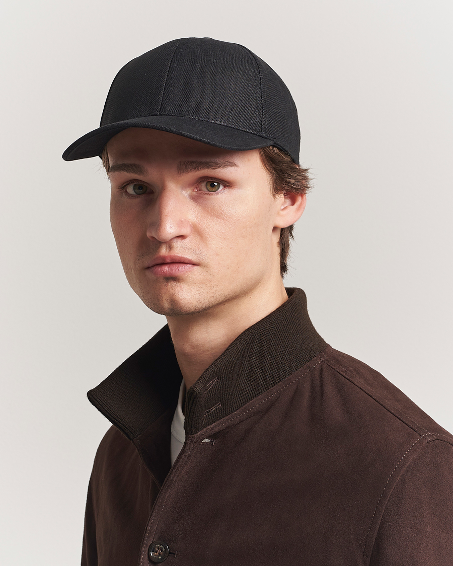 Herre | Hatte & kasketter | Varsity Headwear | Linen Baseball Cap Licorice Black