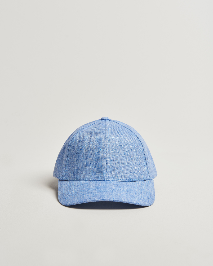 Herre | Hatte & kasketter | Varsity Headwear | Linen Baseball Cap Azure Blue