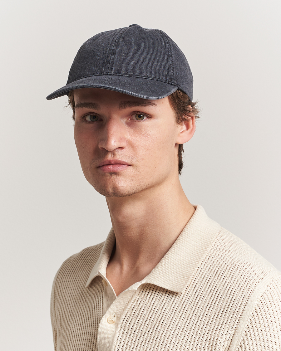 Herre | Hatte & kasketter | Varsity Headwear | Washed Denim Baseball Cap Black