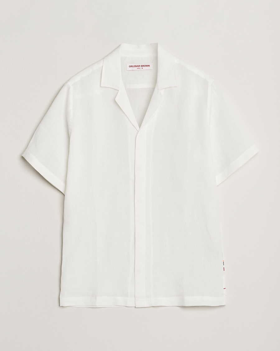 Herre | Skjorter | Orlebar Brown | Maitan II Short Sleeve Linen Shirt White