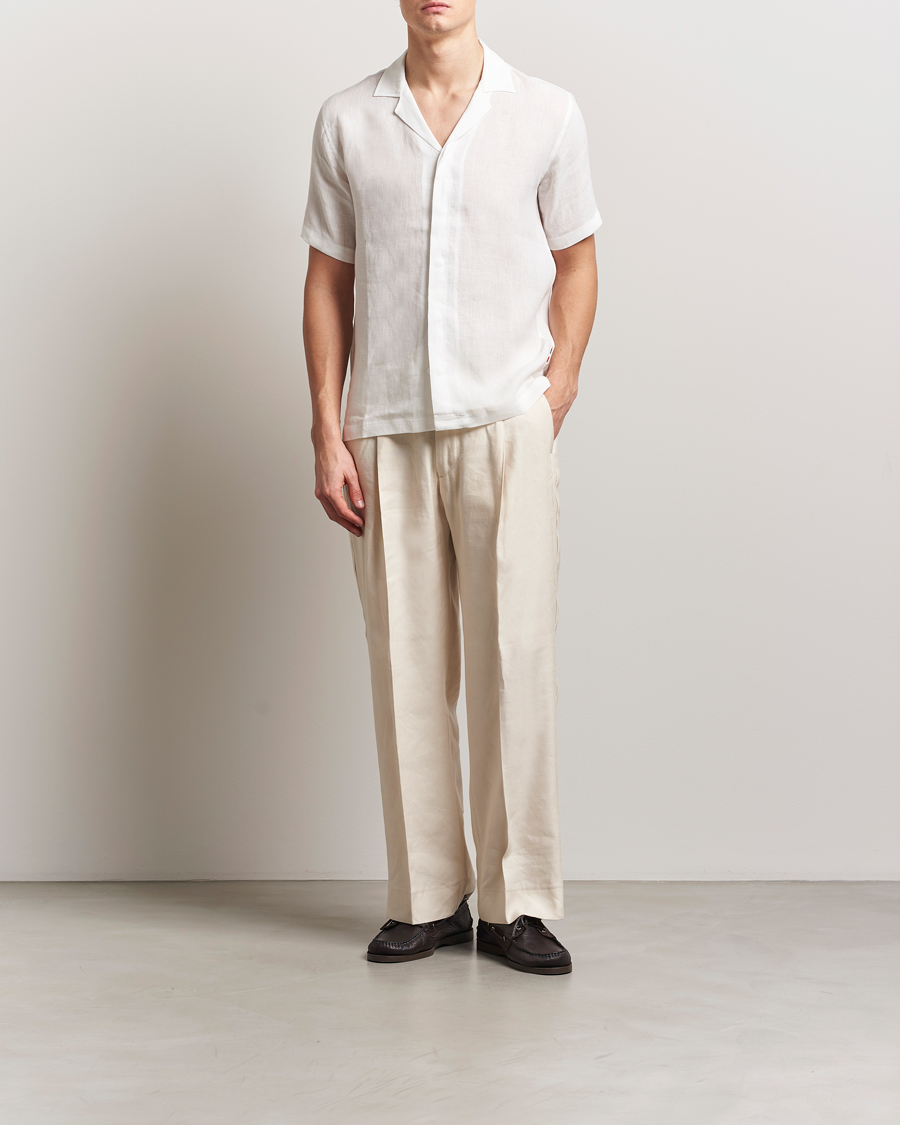 Herre | Skjorter | Orlebar Brown | Maitan II Short Sleeve Linen Shirt White