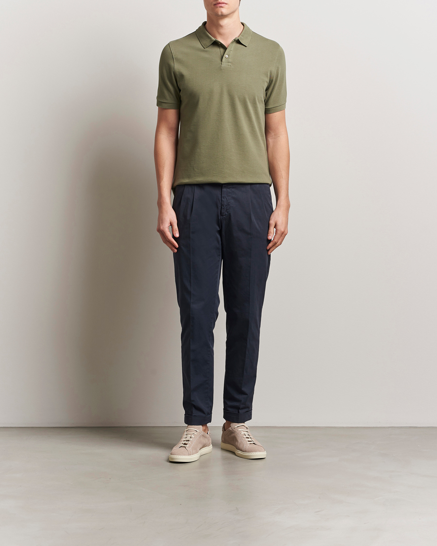 Herre | Polotrøjer | Stenströms | Organic Cotton Piquet Polo Shirt Olive