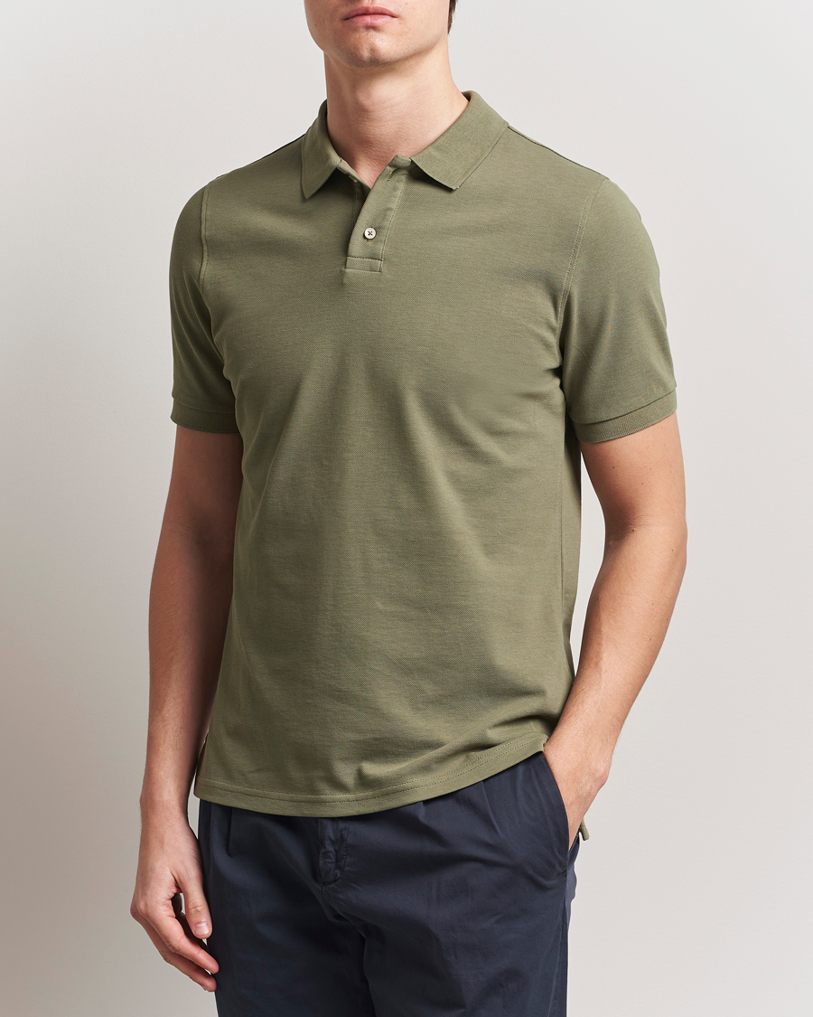Herre | Polotrøjer | Stenströms | Organic Cotton Piquet Polo Shirt Olive