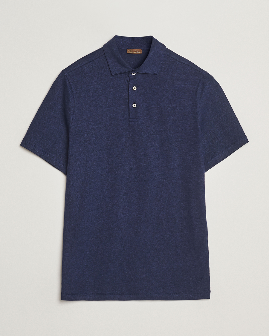 Herre | Polotrøjer | Stenströms | Linen Polo Shirt Navy