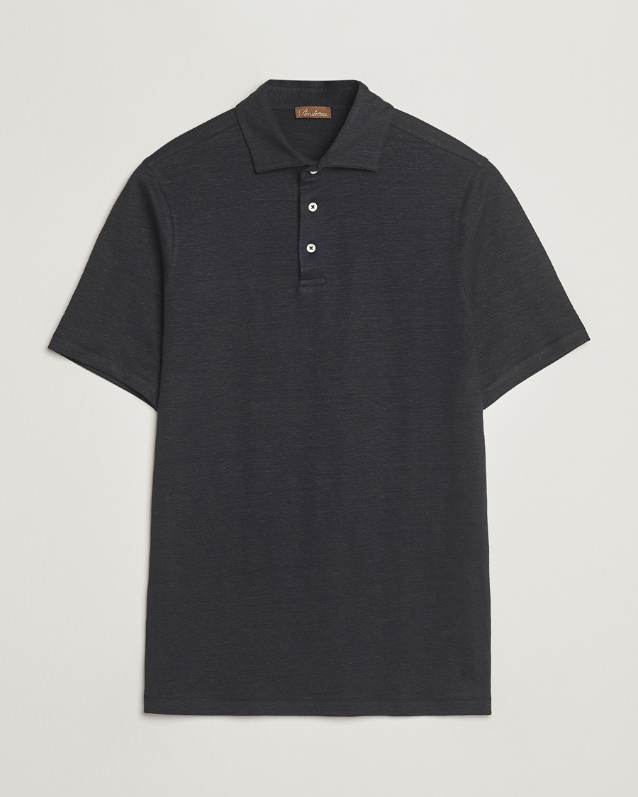 Herre | Polotrøjer | Stenströms | Linen Polo Shirt Black