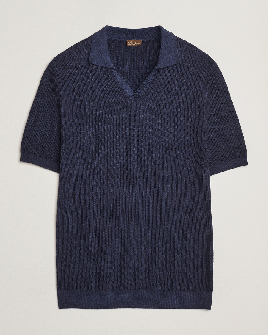 Herre | Polotrøjer | Stenströms | Structured Merino Knitted Polo Navy