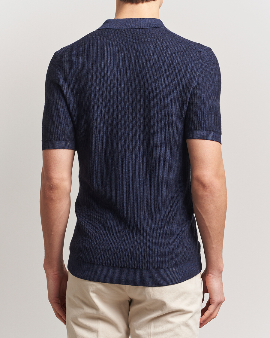 Herre | Polotrøjer | Stenströms | Structured Merino Knitted Polo Navy