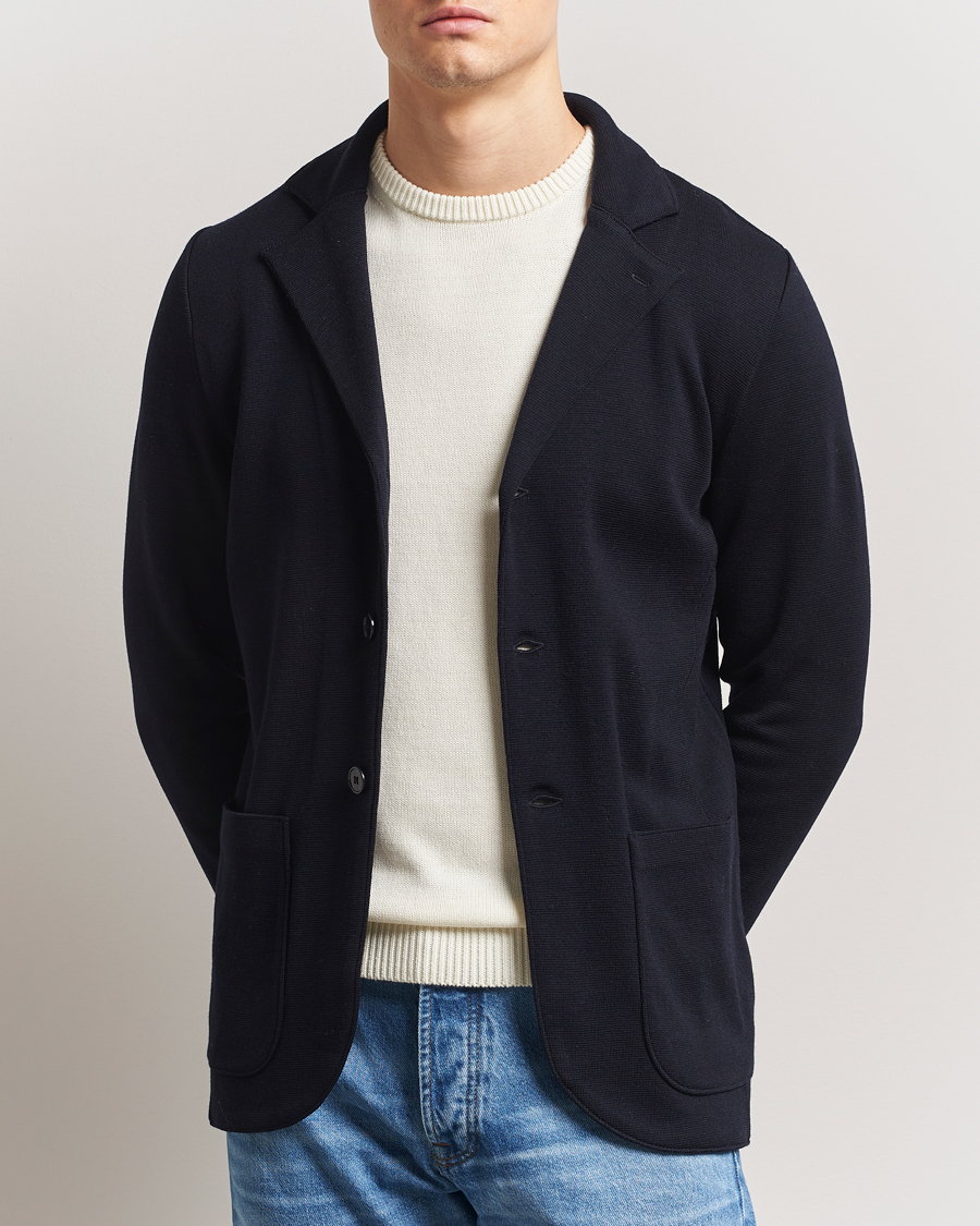 Herre | Blazere & jakker | Stenströms | Milano Knitted Merino Blazer Navy