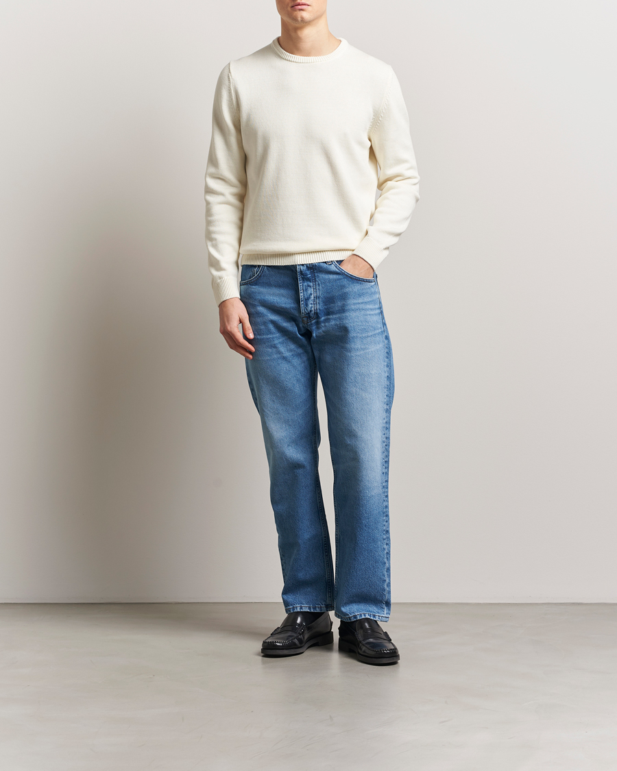 Herre | Trøjer | Stenströms | Organic Cotton Knitted Sweater White