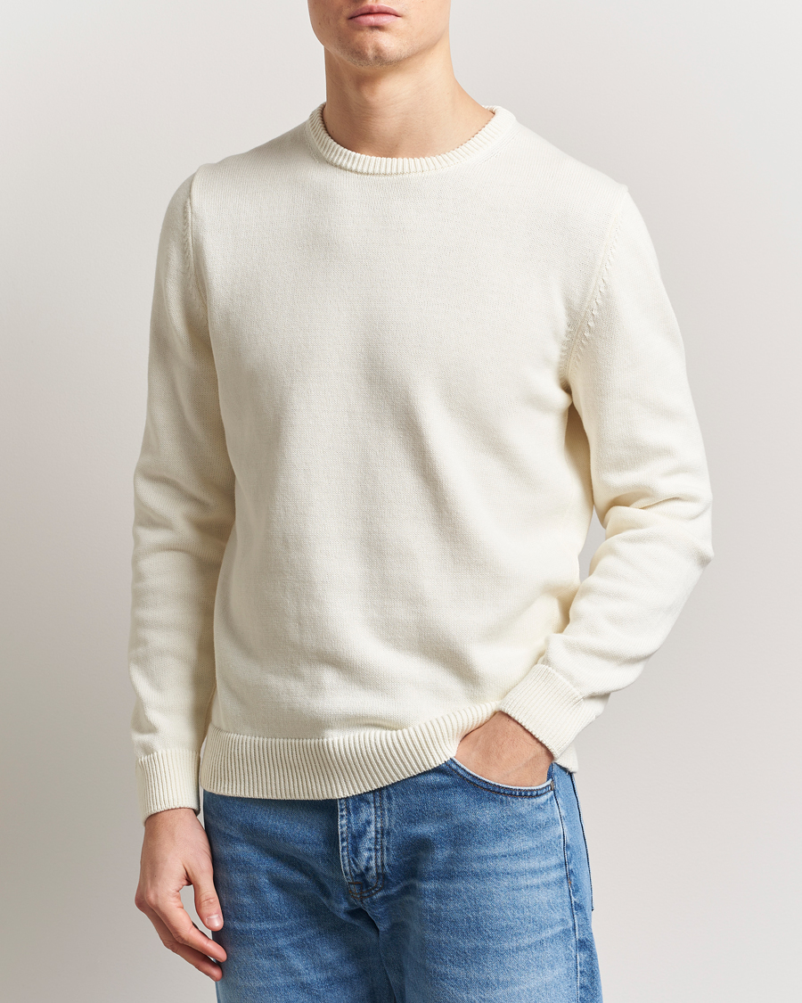 Herre | Trøjer | Stenströms | Organic Cotton Knitted Sweater White