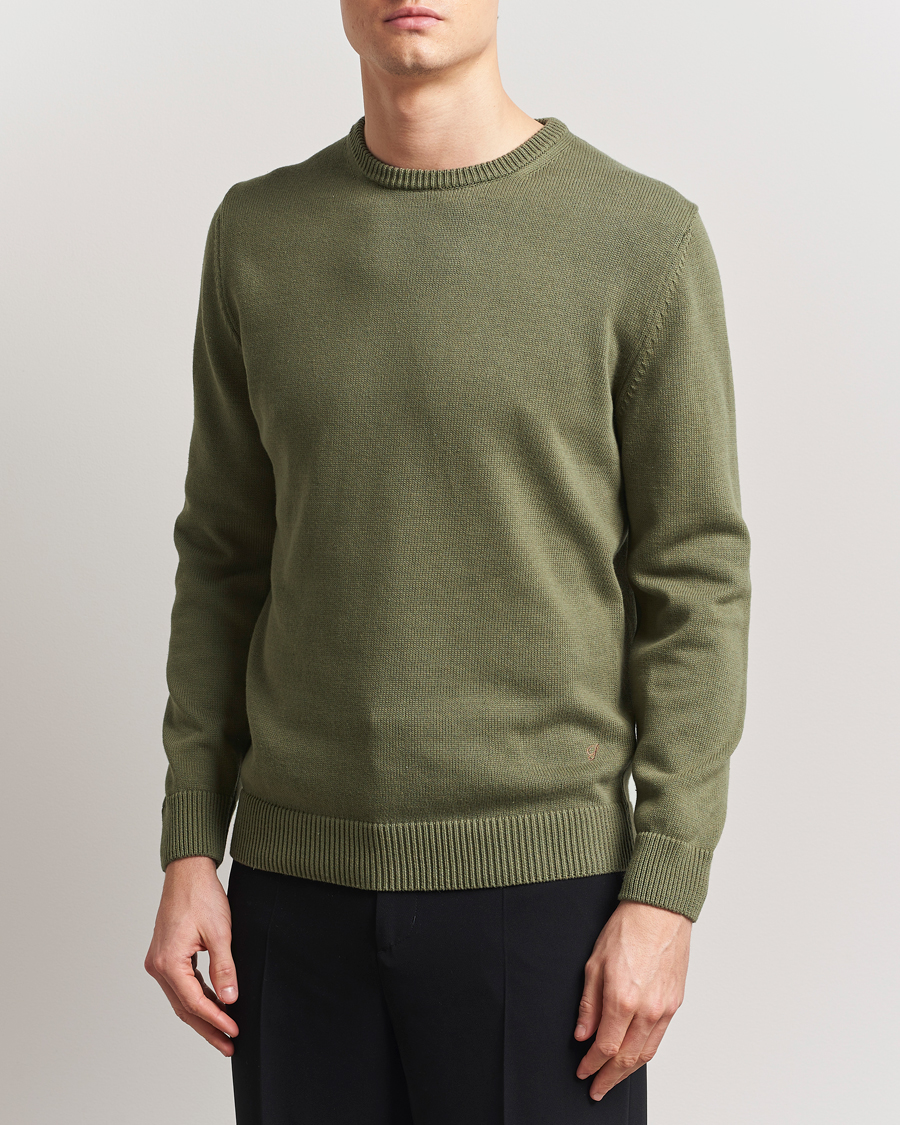 Herre | Trøjer | Stenströms | Organic Cotton Knitted Sweater Olive