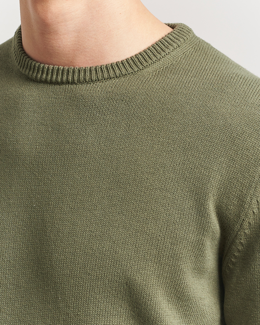 Herre | Trøjer | Stenströms | Organic Cotton Knitted Sweater Olive