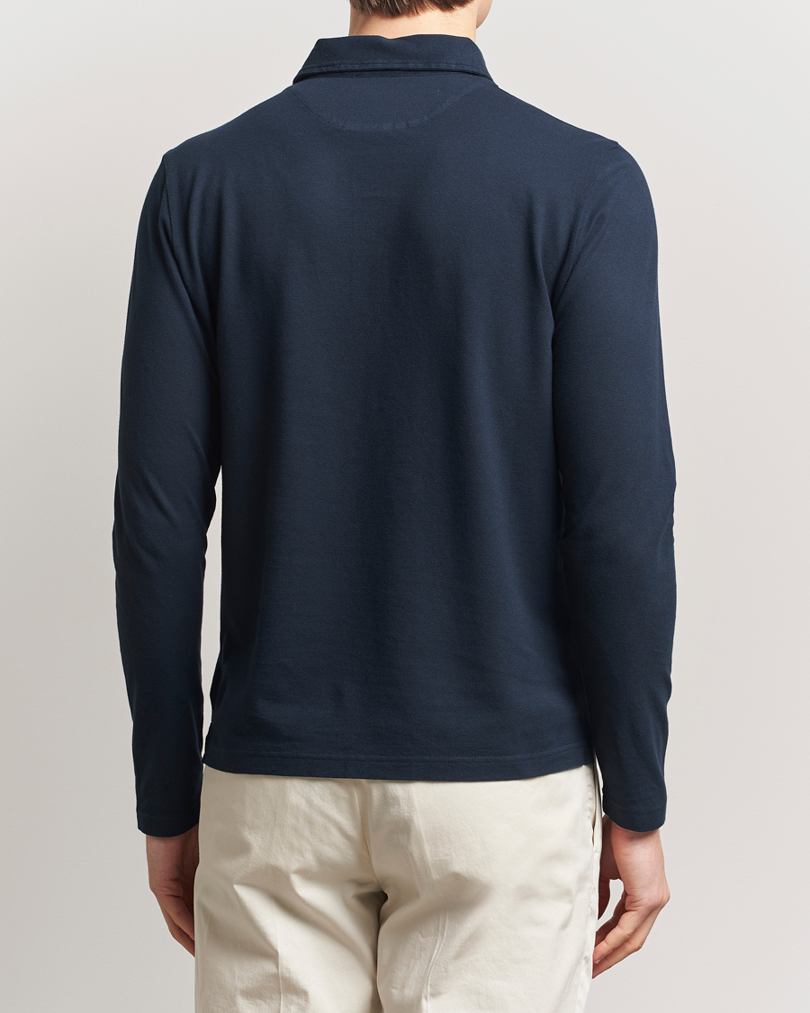 Herre | Polotrøjer | Zanone | Soft Cotton Piquet Long Sleeve Polo Navy