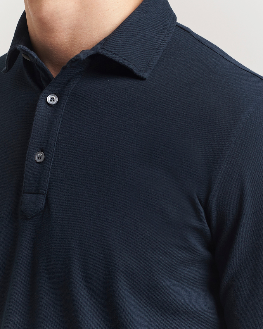 Herre | Polotrøjer | Zanone | Soft Cotton Piquet Long Sleeve Polo Navy