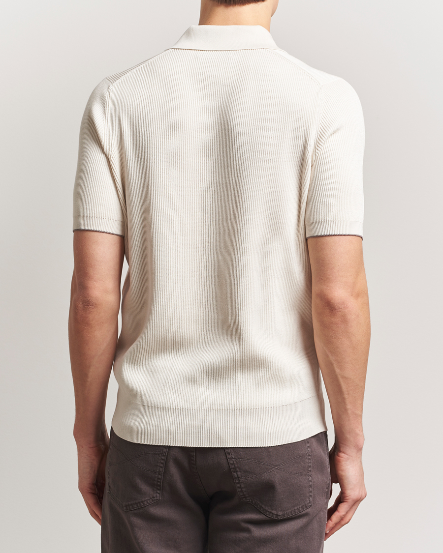 Herre | Polotrøjer | Brunello Cucinelli | Cotton Rib Knitted Polo Off White