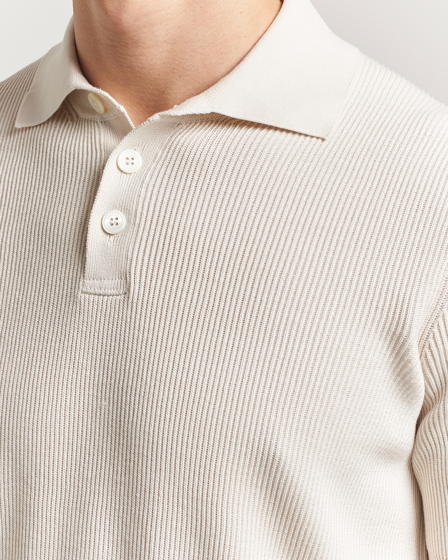 Herre | Polotrøjer | Brunello Cucinelli | Cotton Rib Knitted Polo Off White