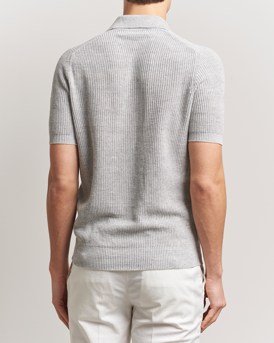 Herre | Polotrøjer | Brunello Cucinelli | Linen Rib Knitted Polo Pearl Grey