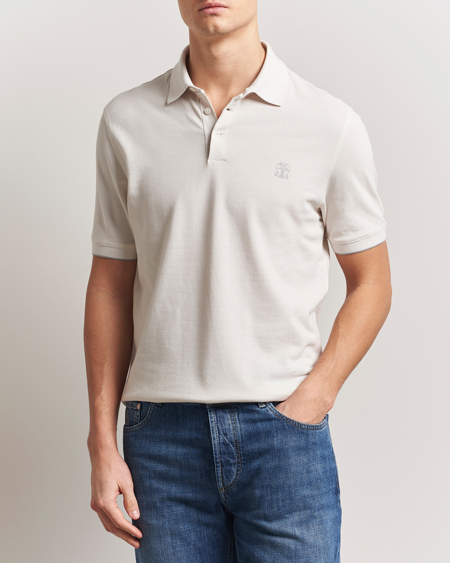 Herre | Polotrøjer | Brunello Cucinelli | Short Sleeve Logo Polo Off White