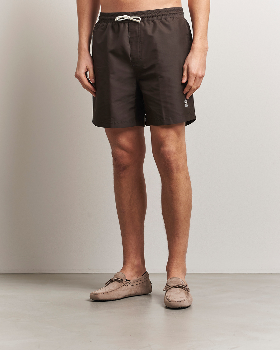 Herre | Badebukser | Brunello Cucinelli | Nylon Swim Trunks Dark Brown