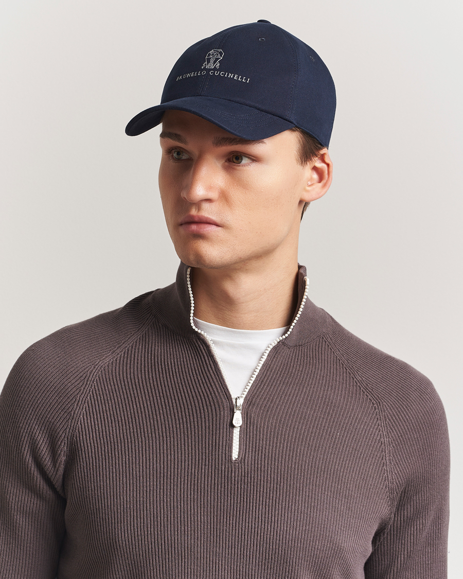Herre | Hatte & kasketter | Brunello Cucinelli | Twill Cotton Baseball Cap Navy