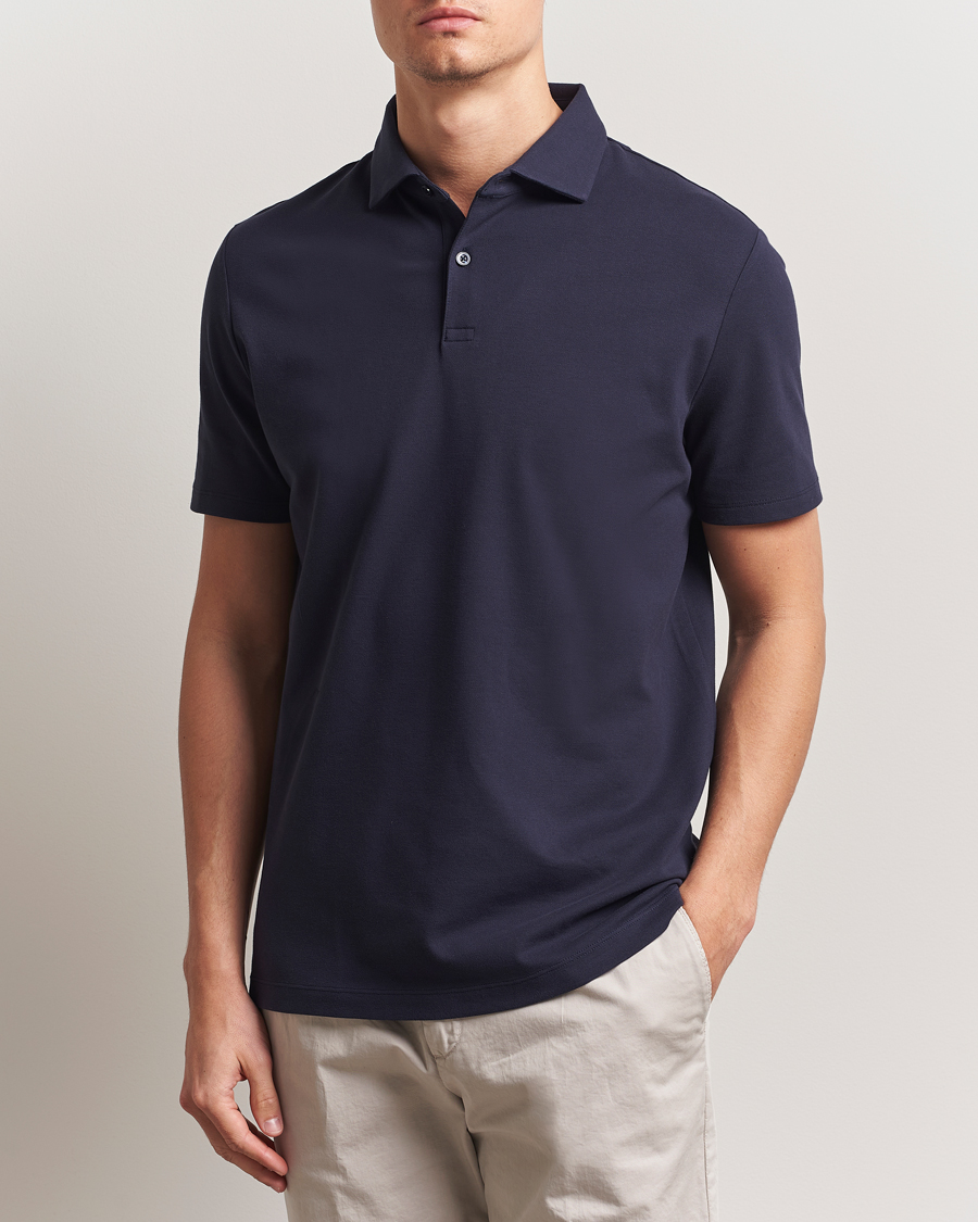 Herre | Polotrøjer | Charles Tyrwhitt | Short Sleeve Cotton Pique Polo Navy