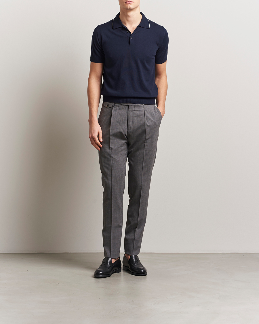 Herre | Polotrøjer | Canali | Contrast Short Sleeve Polo Navy