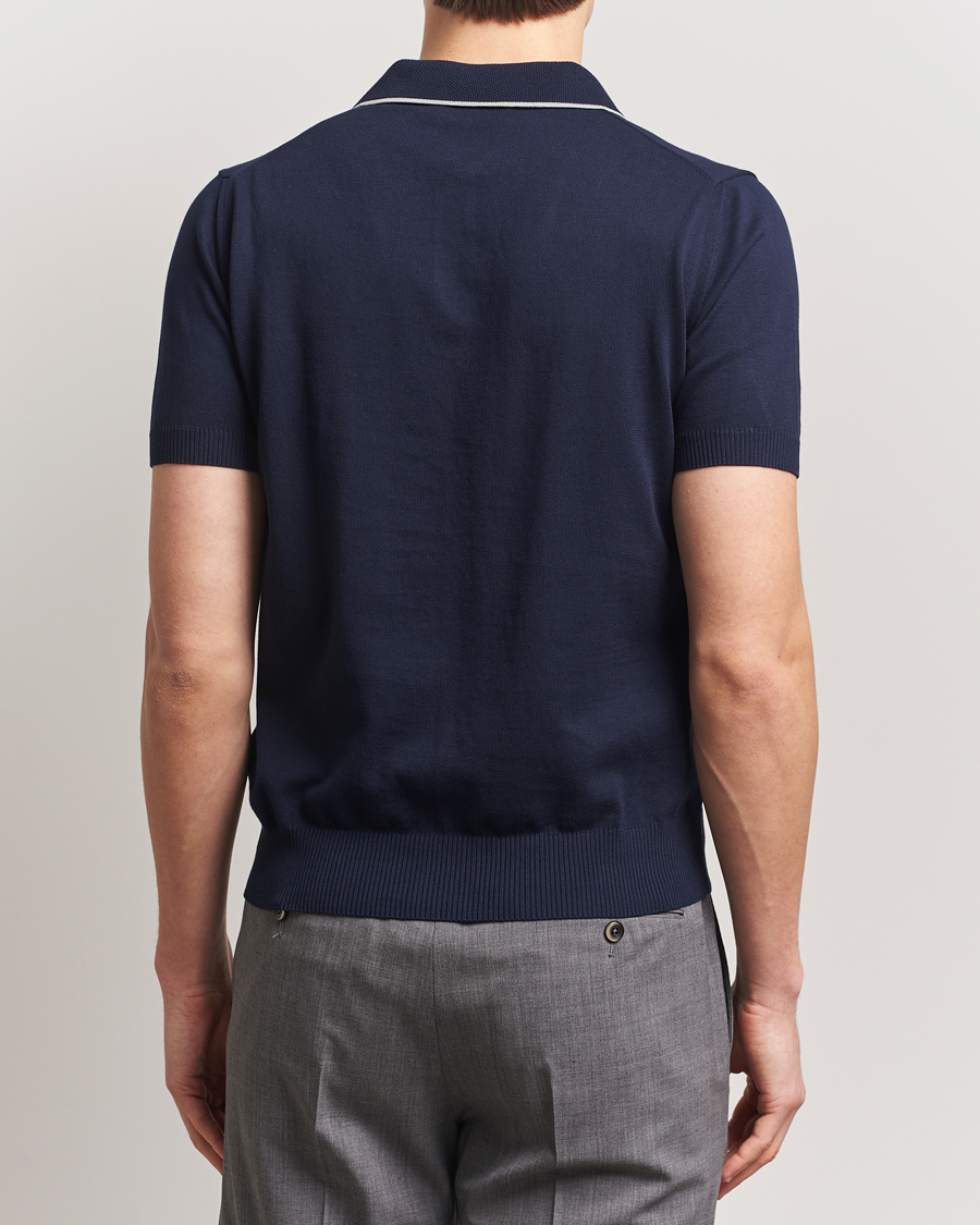Herre | Polotrøjer | Canali | Contrast Short Sleeve Polo Navy