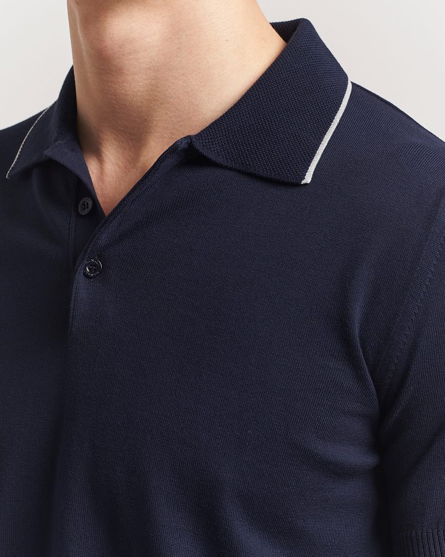 Herre | Polotrøjer | Canali | Contrast Short Sleeve Polo Navy