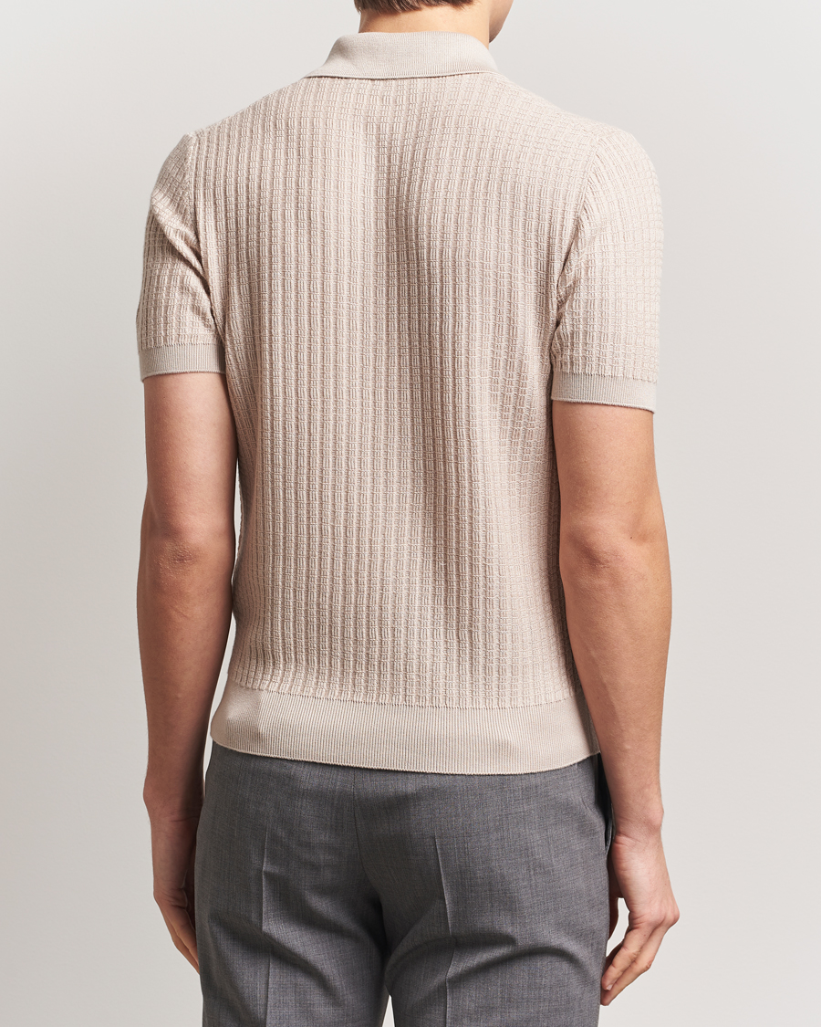 Herre | Polotrøjer | Canali | Jacquard Short Sleeve Polo Beige