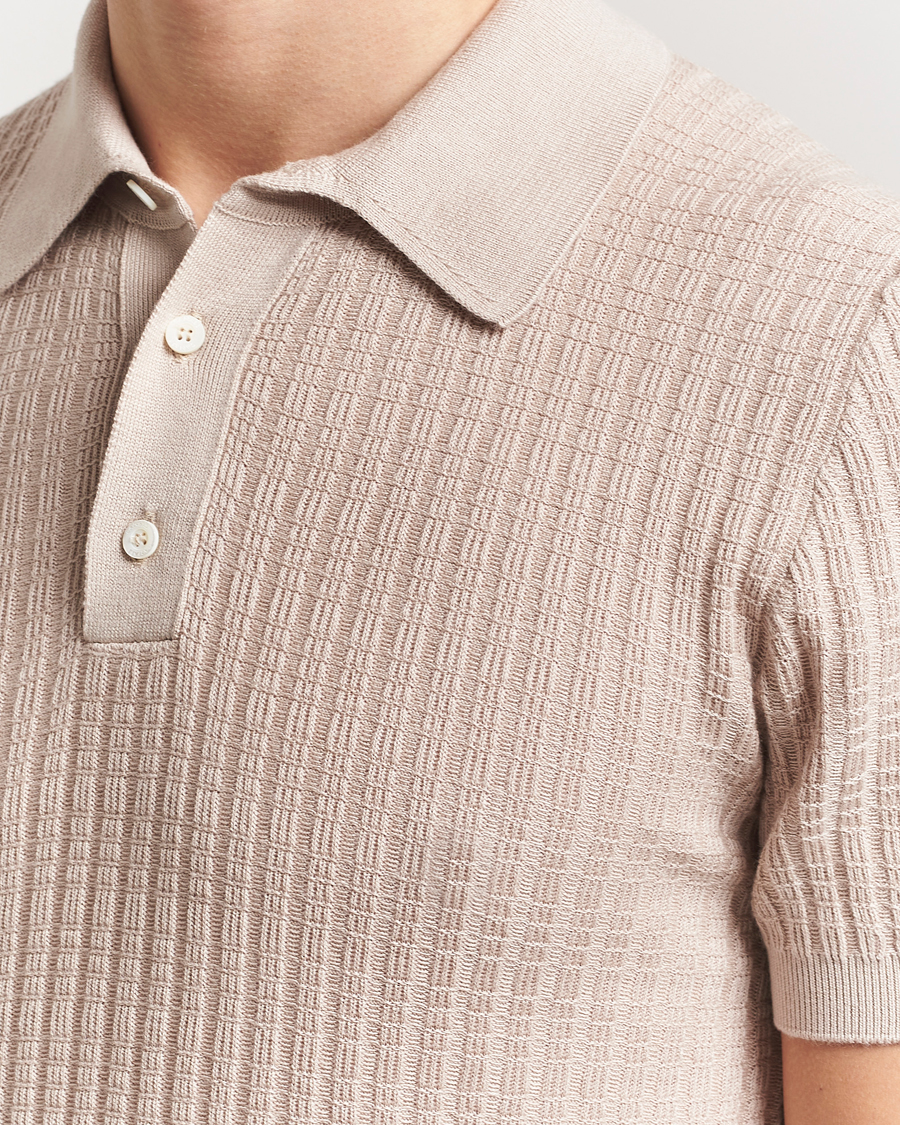 Herre | Polotrøjer | Canali | Jacquard Short Sleeve Polo Beige