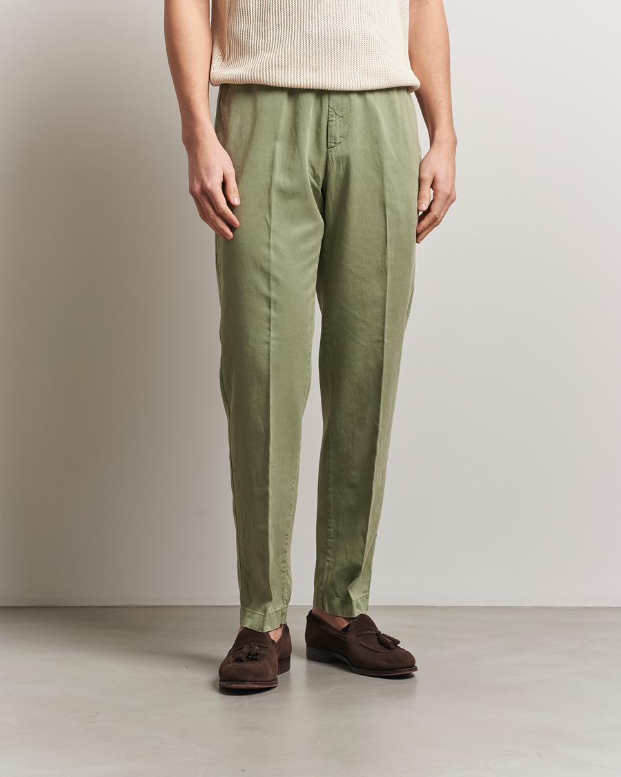 Herre | Bukser | Canali | Drawstring Slacks Military Green