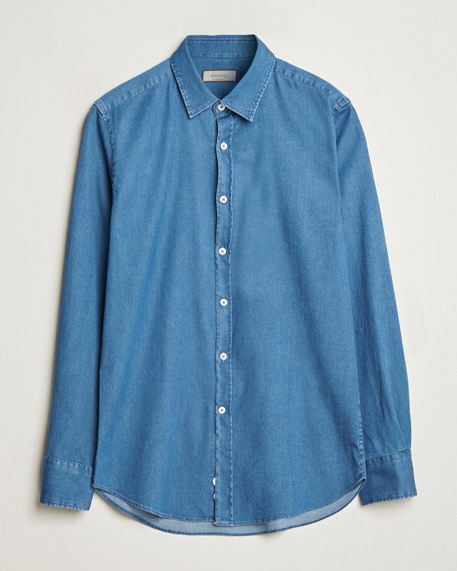 Herre | Skjorter | Canali | Slim Fit Denim Shirt Medium Blue Wash