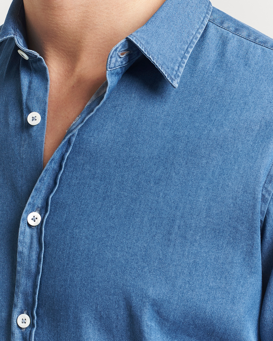 Herre | Skjorter | Canali | Slim Fit Denim Shirt Medium Blue Wash