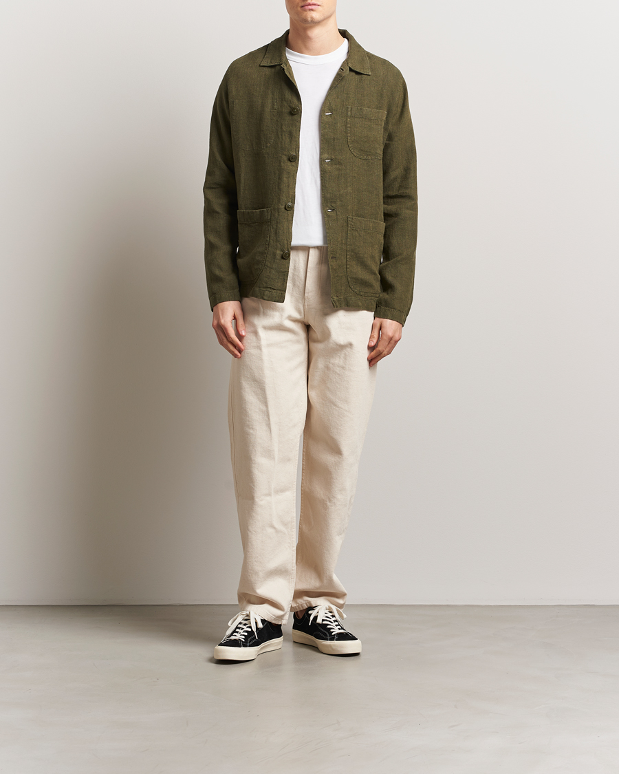 Herre | Skjorter | KnowledgeCotton Apparel | Linen Overshirt Burnt Olive
