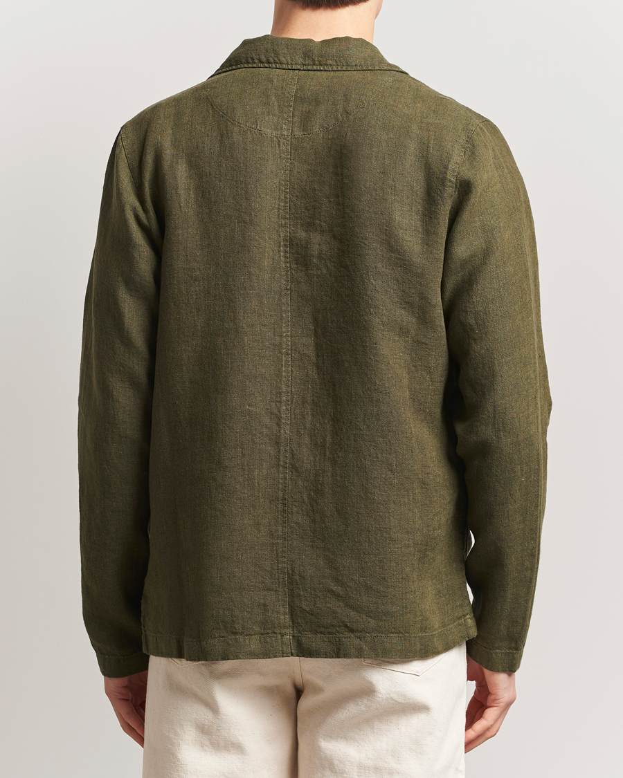 Herre | Skjorter | KnowledgeCotton Apparel | Linen Overshirt Burnt Olive