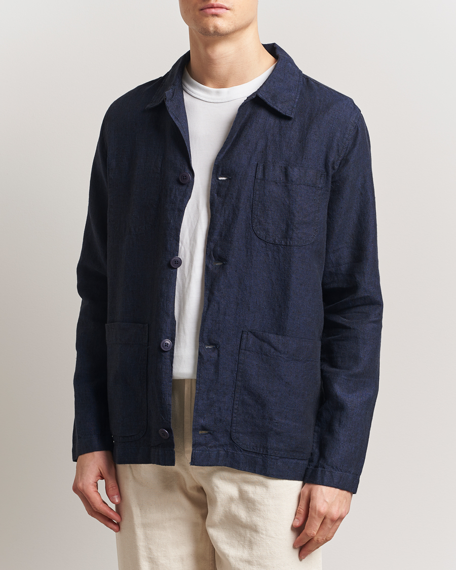 Herre | Skjorter | KnowledgeCotton Apparel | Linen Overshirt Total Eclipse