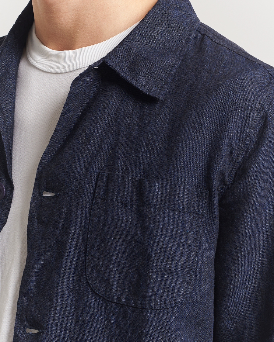 Herre | Skjorter | KnowledgeCotton Apparel | Linen Overshirt Total Eclipse